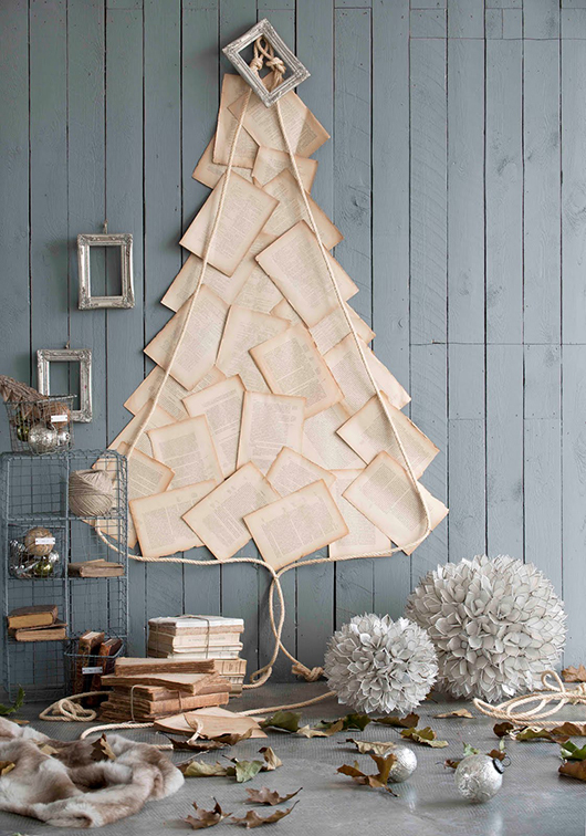 Christmas Decor - Christmas Tree Made From Old Yellowed Papers