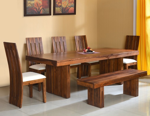 Dining room design - dining room - dining table design - dining chairs - dining table with bench - solid wood dining set - @home - athome - at home 